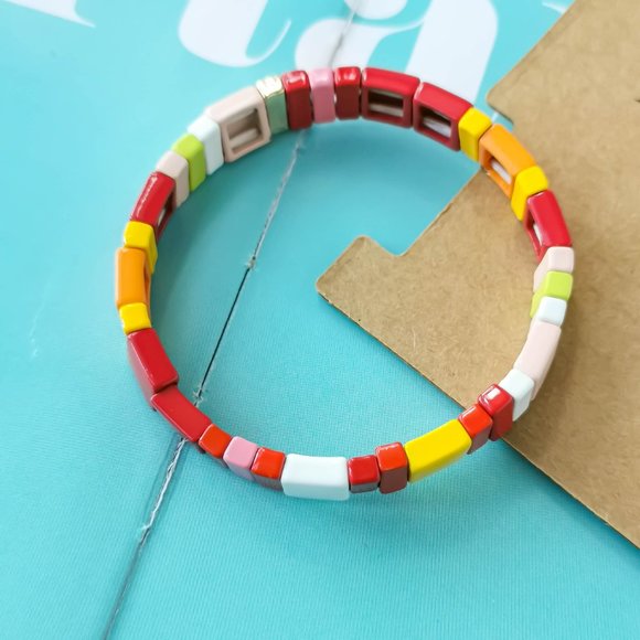 RA Roxanne Assoulin Rainbow Brite Enamel Stretch Bracelet - Picture 2 of 3